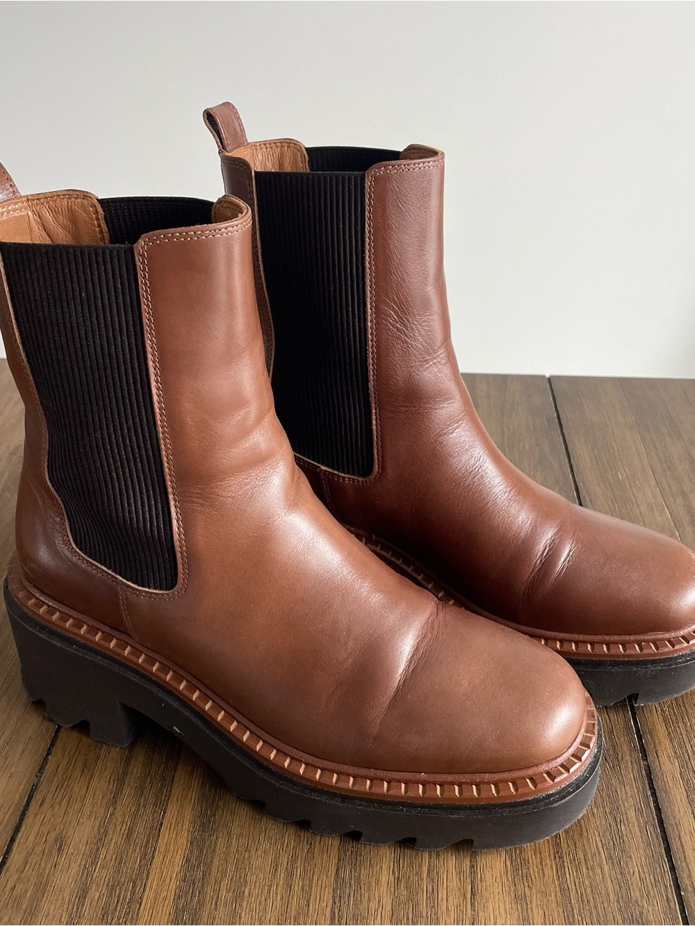 Bobbies Brown Leather Chelsea Boots with Lug Sole